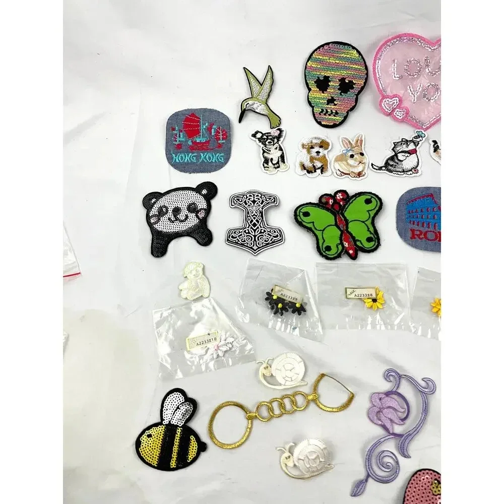 45PC Assorted Sewing Applique‎ Patches Iron on Sew On NEW Mixed Sequin Crafting